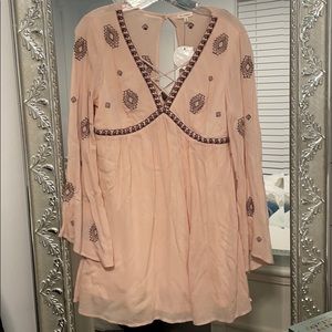 Boho pink and red dress